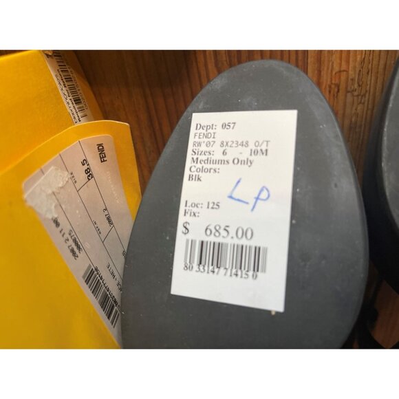 Fendi Black Platform Heel Sandals T-Strap Open Toe Size 8.5 US New In Box - Picture 4 of 6